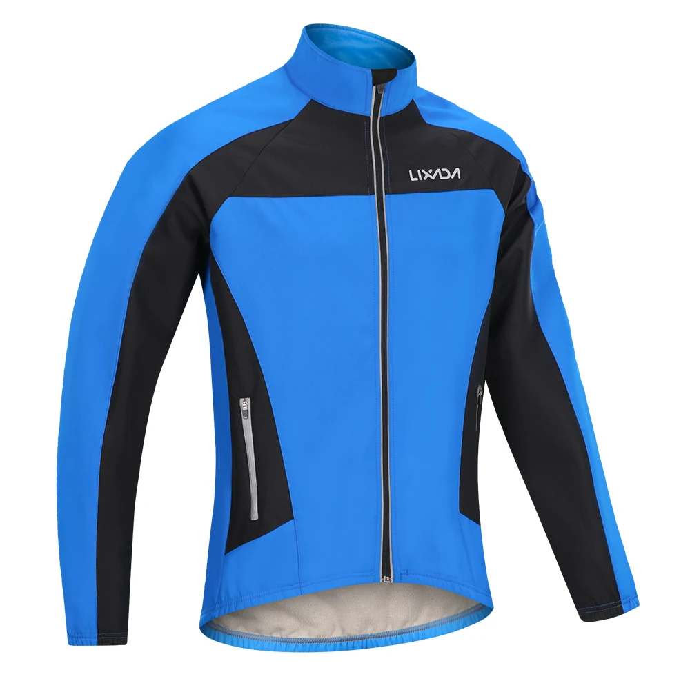 Lixada Мужская зимняя велосипедная куртка, зимняя теплая куртка для бега, теплая флисовая куртка с длинным рукавом для езды на велосипеде, велосипеде, ветровка
