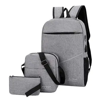 

3 Pcs/set Women School Backpacks USB Leisure Backpack School Bag Rucksack For Teenagers Man Student Book