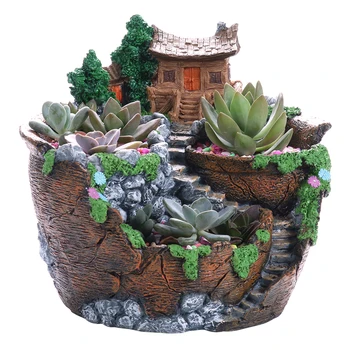 

Artificial Flowers Succulent Plants Pot Hanging Garden Design with Sweet House