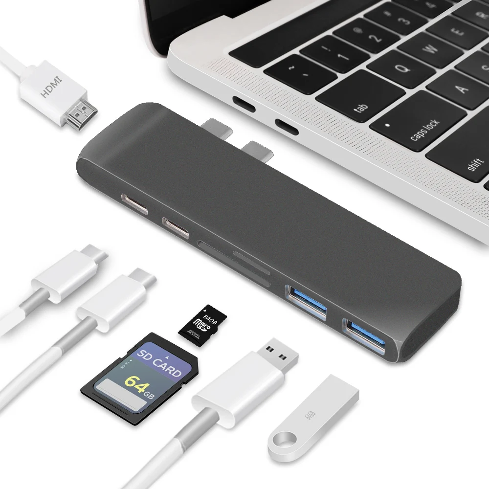 

HDMI 4K High-Definition Type-C HUB USB 3.1 3.0 PD Thunder lightning interface SD FT Card Reader For Macbook Pro 13 15
