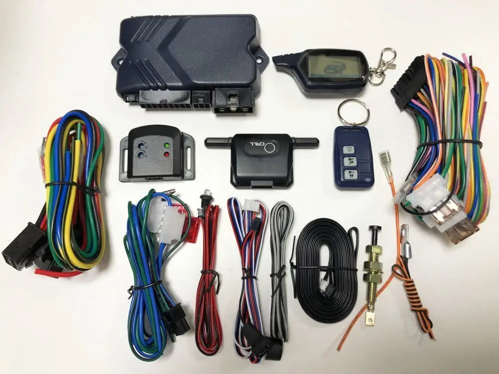 

Russian Version Two Way Car Alarm System with Engine Start LCD Remote Control Key Fob Case For Twage B9 + Silicone Remote Cover
