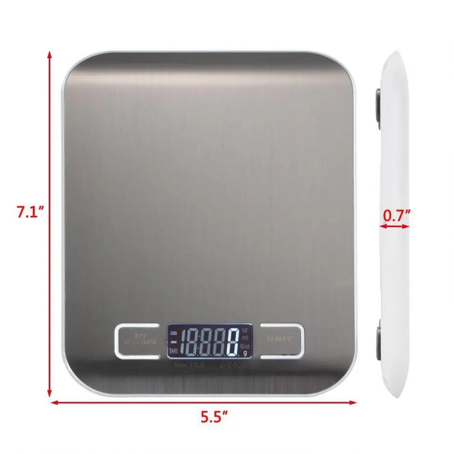 Kitchen Scale, 5kg/11lb Stainless Steel Digital Scale, Food Scale