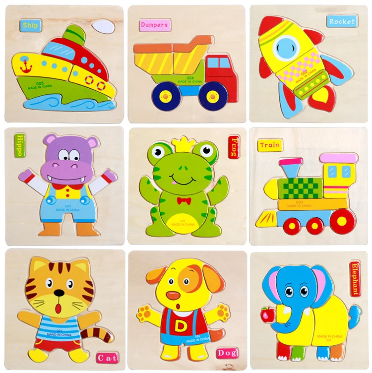 

Kids Funny Wooden Animal Puzzle Vehicle Jigsaw Kid Children Learing Educational Toy