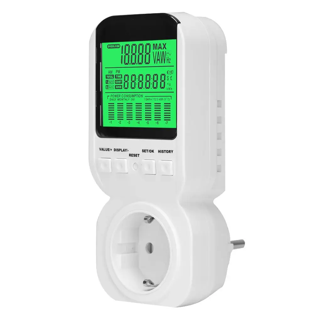 

Smart Socket White Large Digital Display Power Measure Meter Smart Socket Outlet