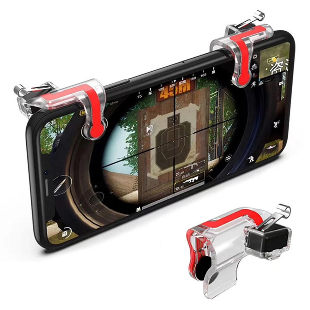 

Gen Game ABS Material 4.6-6.5 inch Phone Gamepad Trigger Fire Button Aim Key Mobile Games Shooter Controller 2PCS Joystick