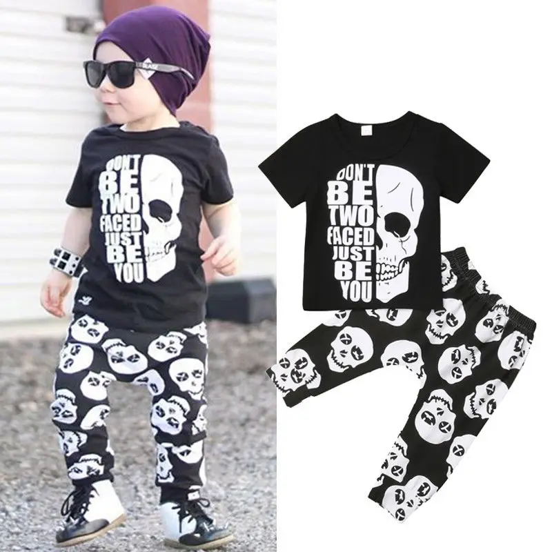 

Toddler Kids Baby Boy Clothes Set Skull T Shirt Tops Harem Pants Leggings Outfits Clothes