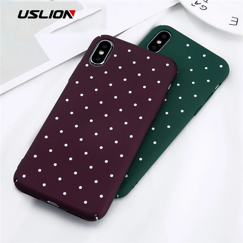 

USLION Wave Dot Wine Rad Phone Case For iPhone 6 7 8 Plus Full Cover Cases For iPhone X XR XS Max Hard PC Plastic Cover