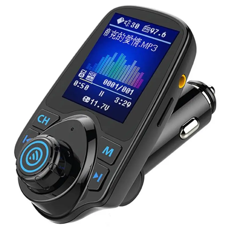 

T11D LCD Bluetooth Handsfree Car Kit FM Transmitter Music Player Wireless Handsfree USB Charger Fast Charger Car Accessories