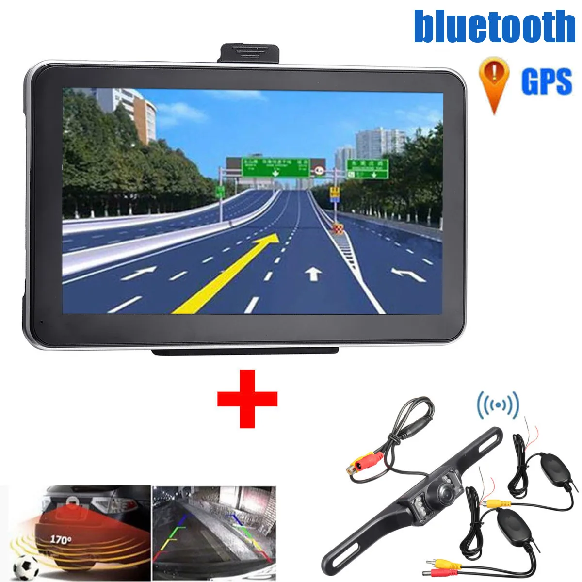 

7 inch 8GB HD Car GPS Navigation With Night Backup Rear View Camera FM bluetooth Map Sat nav Truck automobile gps navigators