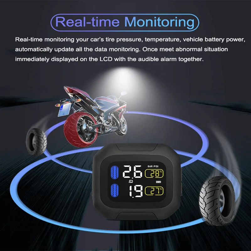 TPMS Датчик шин мотоцикла Беспроводная система контроля давления в шинах TPMS Moto внутренний/внешний датчик lcd дисплей