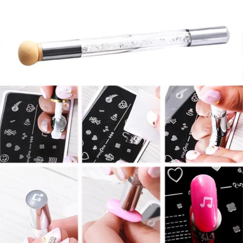 

1pcs Double Side Printed Nail Art Gel Polish Color Gradient Brush Stamping Blooming Pen Manicure Sponge Stamper Manicure Tools