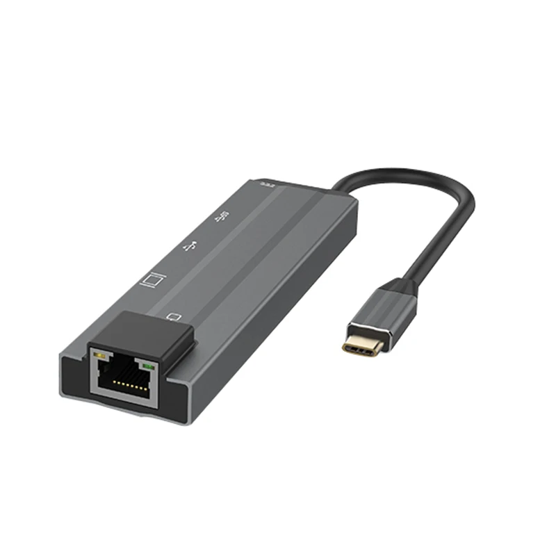 

5 In 1 Type-C Multi-Function Dock Usb3.0 Usb2.0 Port Hdmi 1080P Hub Rj45 100Mbps Network Port With Pd Charger For Macbook