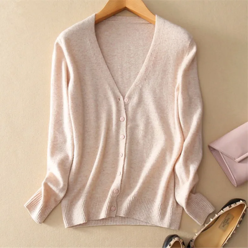 2019 Spring And Autumn New Style Women Wool Cardigan Women Sweater V-neck Long-Sleeve Wild Coat Loose Knitted 2019 Spring And Autumn New Style Women Wool Cardigan Women Sweater V-neck Long-Sleeve Wild Coat Loose Knitted
