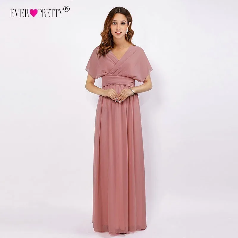 Длинные шифоновые платья подружки невесты Ever Pretty многоканальное платье с