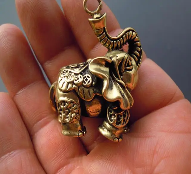 

China collection archaize brass copper elephant small statue