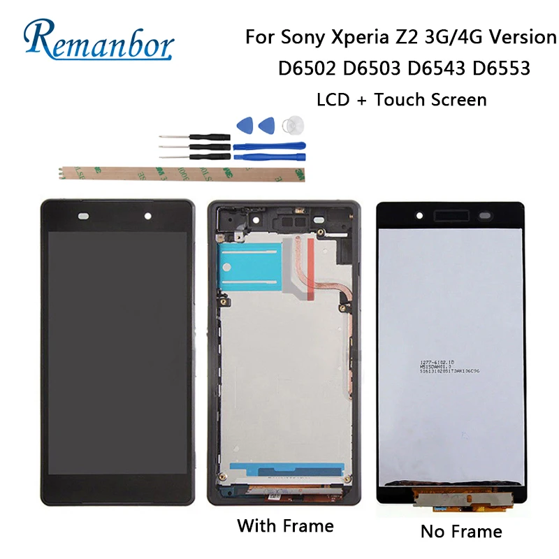 

Remanbor For Sony Xperia Z2 3G D6502 D6503 D6543 5.2'' LCD Display+Touch Screen Assembly For Sony Xperia Z2 4G D6553 +Tools+Tape