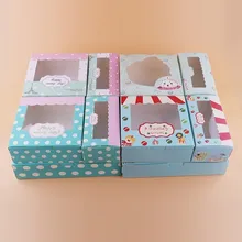 12 adet Kraft kağıt kutuları Cupcake hediye kutusu pembe pencere çiçek düğün kutusu kek şeker kurabiye oyuncak parti iyilik