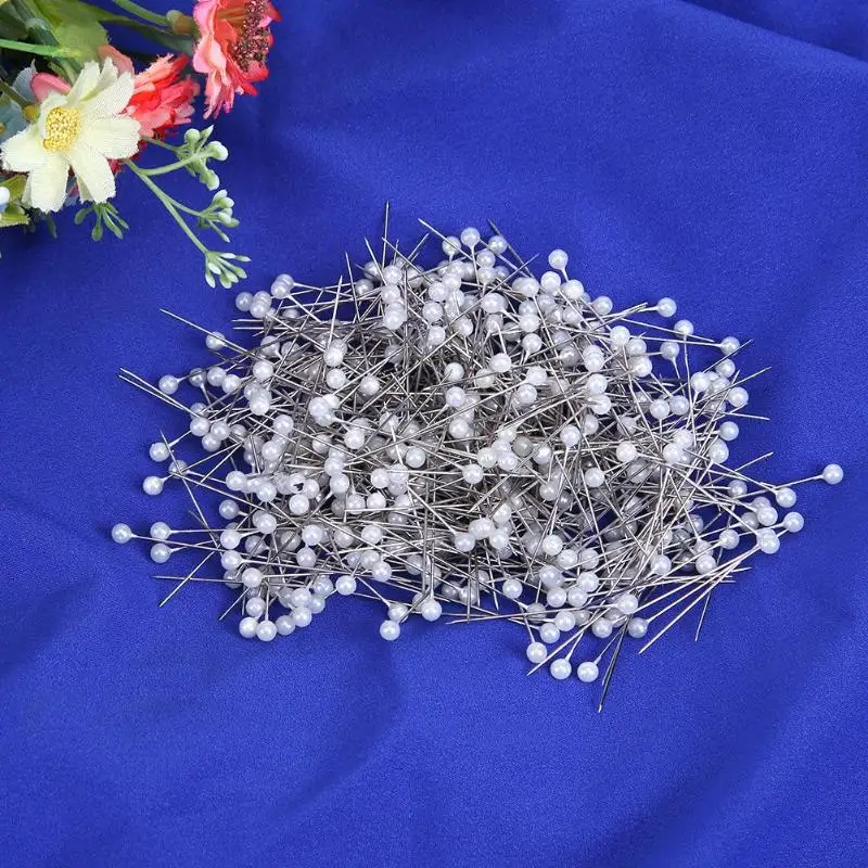 100pc Round Pearl Head Sewing Needles Stitch Pins Dressmaking Pins Wedding Bride Corsage Accessories Corsage Florists Sewing Pin