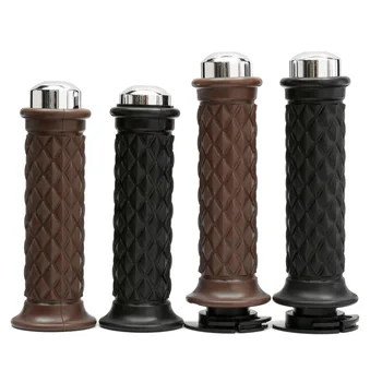 

1 Pair 7/8 " Motorcycle Universal Rubber Black/Brown Handlebar Hand Grip Bar End For Cafe Racer Bobber Clubman Custom