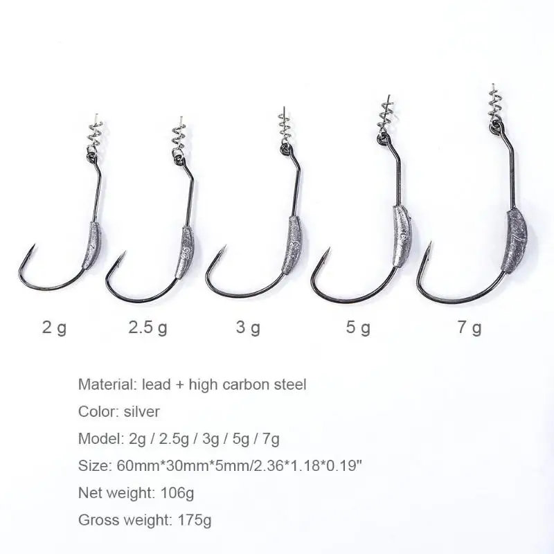 

25pcs/5sizes Crank Lead Fishing Hook Fish Lure Bait Kit Crankbait Barbed Fishhook Crank Lead Crank Fish hook Lure Tackle boxed