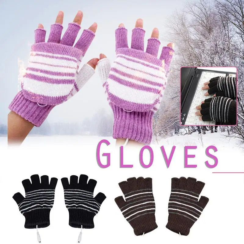 1 Pair Of Heating Gloves USB Heated Warm Washable Winter Outdoor