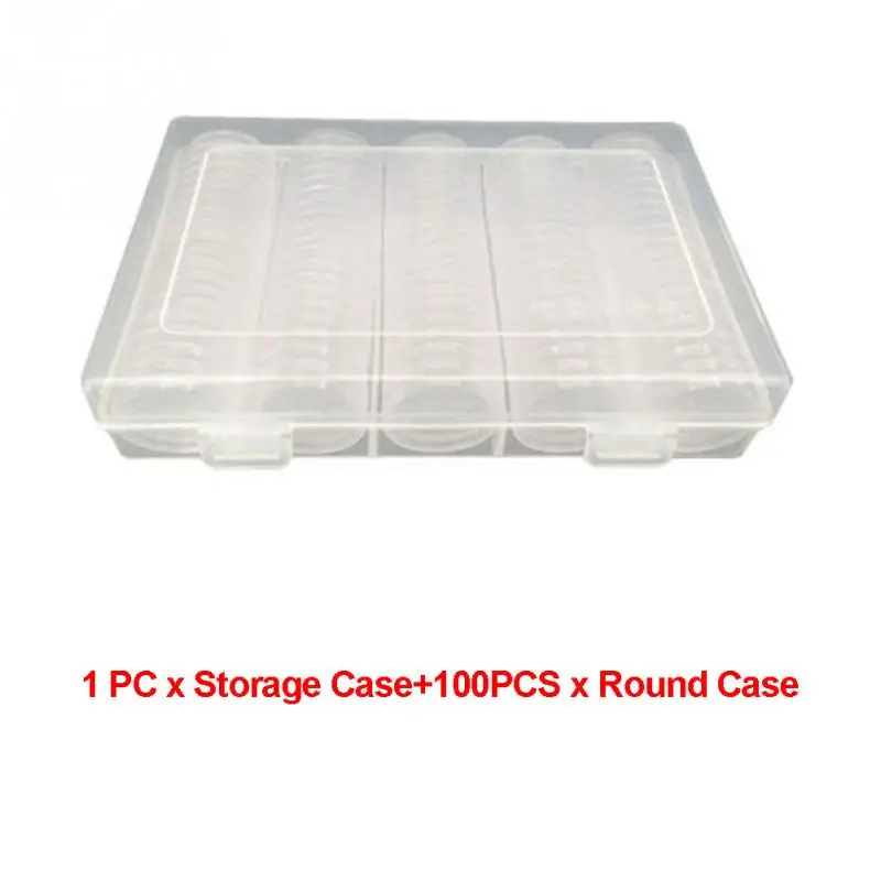 100 шт. монеты контейнер для мелочи прозрачный Пластик круглый ящик для хранения