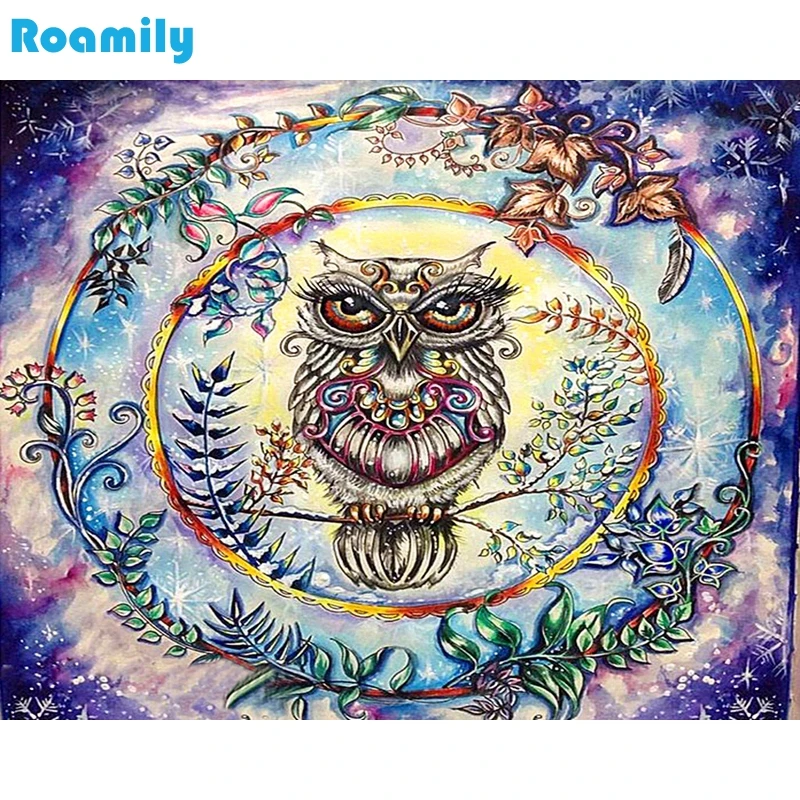 

Roamily,5D Diy Diamond Painting Full Drill Resin,Owl,Animal,Embroidered with Rhinestones,Square/Round,Diamond Mosaic