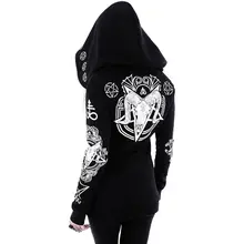 Rosetic Black Hoodie Sweatshirt Women Plus Size Coat Punk Gothic Print Hooded Hipster Streetwear Big Sizes 5XL Goth Dark Hoodies rosetic gothic asymmetric coat vintage lace up autumn winter women black trench outerwear casual dark streetwear retro goth coat