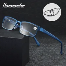 Iboode, мужские деловые очки для чтения, новинка, квадратные очки для пресбиопии, металл+ TR90, очки для чтения, мягкий диоптрий+ от 1,0 до 4,0