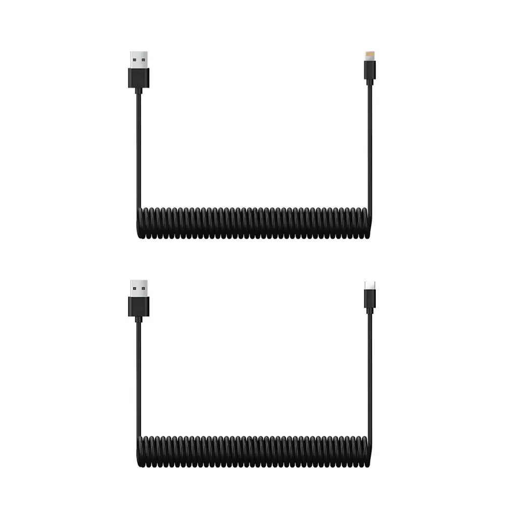 

Data Cable FOR IPHONE Extended Car Shrink Spring Cable Type-C Mobile Phone Telescopic Charging Cable Coiled Wire High Quality