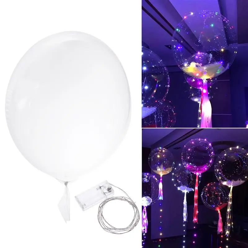 

2 Meters LED Colorful Fairy Lights Light Up Balloon Helium Air Inflatable Balloon Transparent Glow Birthday Wedding Light Decor