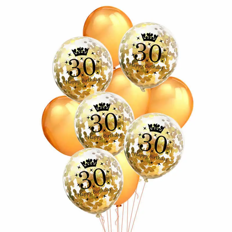 ZLJQ Gold 18/21st/30/40/50/60th баннер С Днем Рождения латексные конфетти воздушные шары