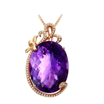 

Clara Agate 18K Rose Gold Pendant Bizuteria Coloured Gem Necklace Female Amethyst Pendant Gemstone Chalcedony Agate Jewelry 2019