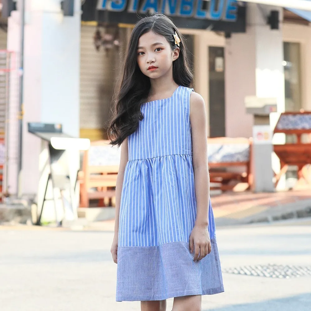 

School Teen Princess Girl Dresses 2019 Summer Kids Baby Girl Dress Patchwork Cotton Sleeveless A-line Children Clothing