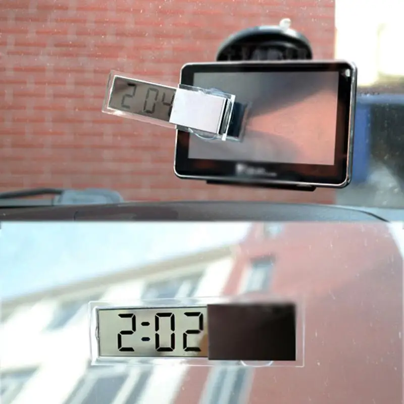 Мини цифровой ЖК-дисплей Авто электронные прозрачные часы расписание с присоской для дома автомобильные аксессуары для интерьера Новинка