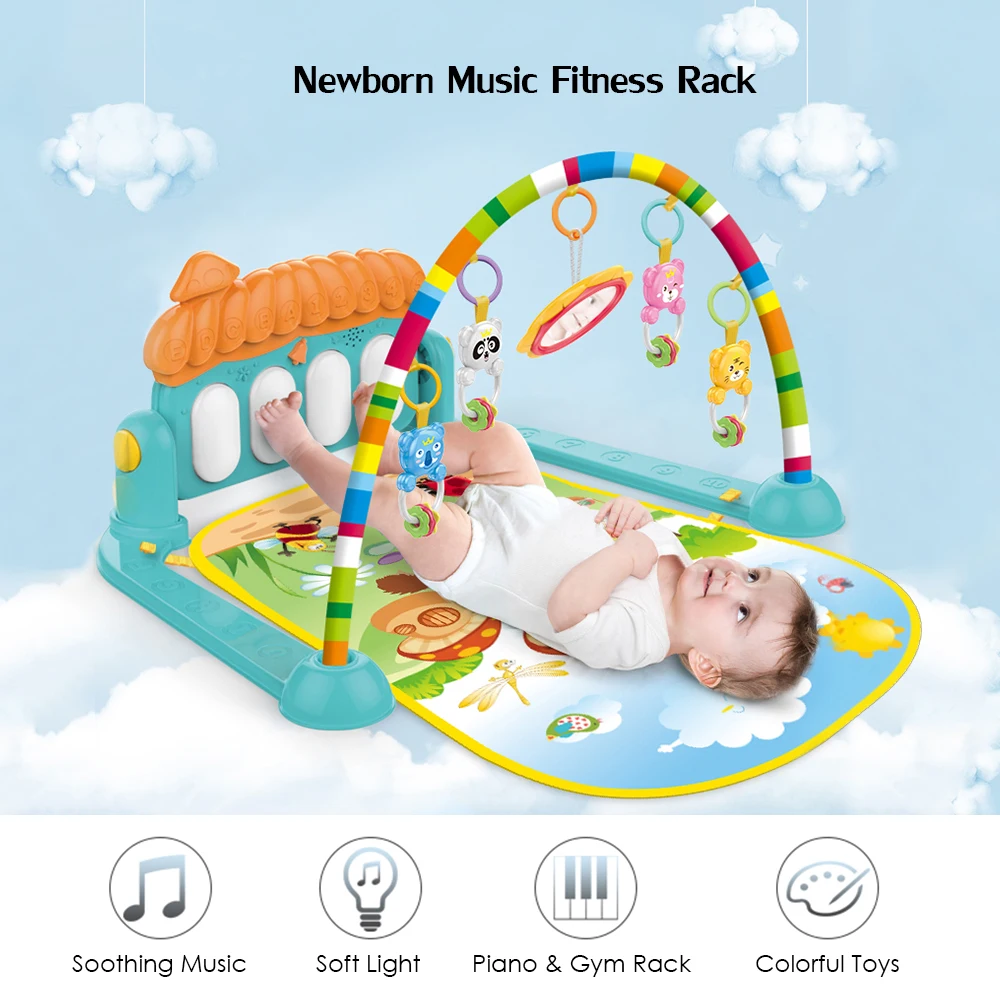 

Baby Activity Mat Gym Mat With Piano Keyboard And Cute Animal Fitness Rack Play Early EducationalCrawling Mat Activity Mat