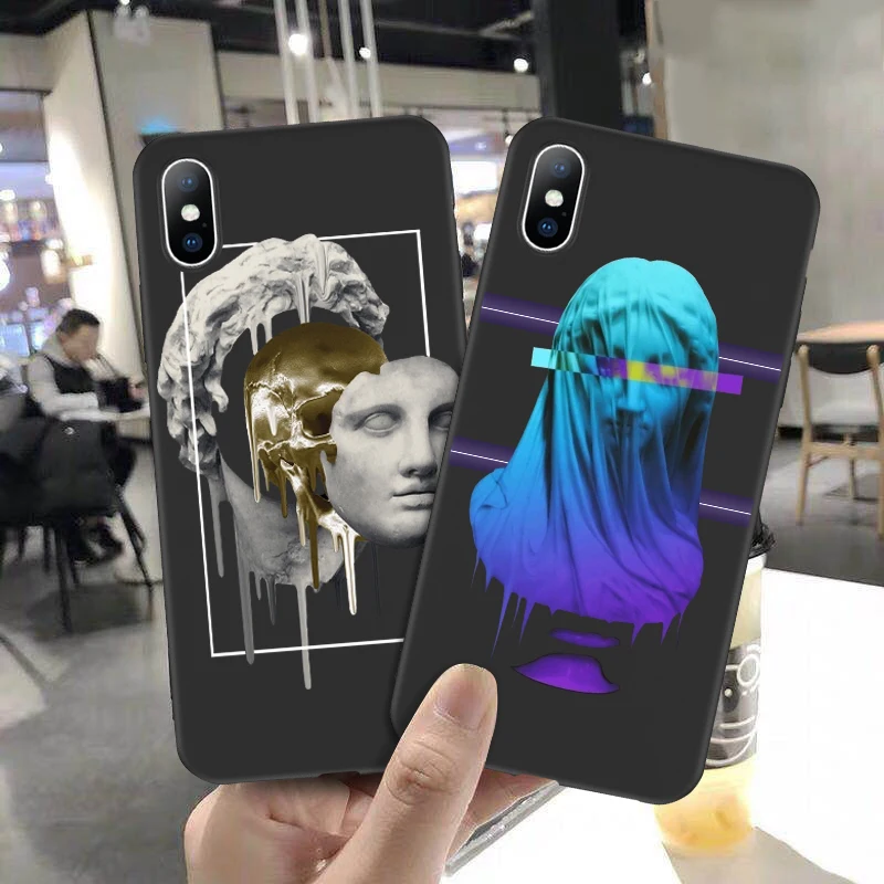 

Ranipobo Phone Case For iPhone 6 6s 7 8 Plus X XR XS Max 5 5s SE Fashion Abstract Art Statue Soft TPU For iPhone X XS Phone Case