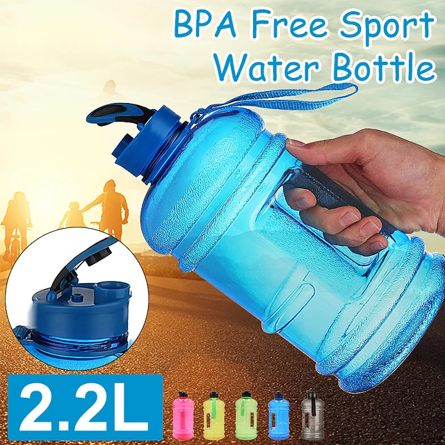 New 2.2L Gym Water Bottle BPA Free Large Sport Training Camping Drink Kettle