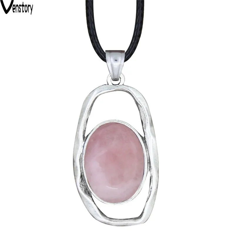 Овальный Натуральный светло-розовый кварц ювелирный набор геометрический Кулон бусина Кабошон ожерелье серьги винтажный вид модные украшения TS502
