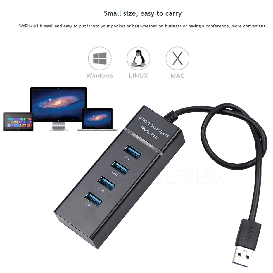 Kebidu 4 порта usb-хаб адаптер высокоскоростной 5 Гбит/с USB 3,0 мульти концентратор разветвитель расширения для настольных ПК ноутбук адаптер