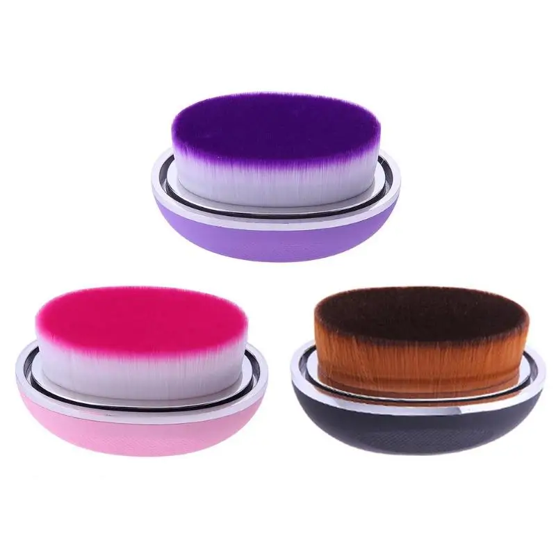 Portable Oval Shape Makeup Brush with Cover Cap Powder Foundation Blush