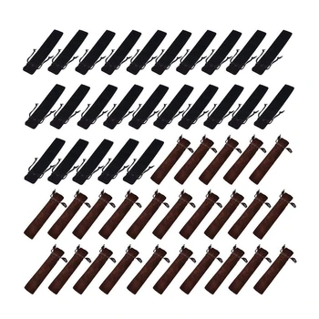 

50 Pcs flannel Pen Pouch Sleeve Holder Single Pen Bag Case Pencil Bag,Black and Brown