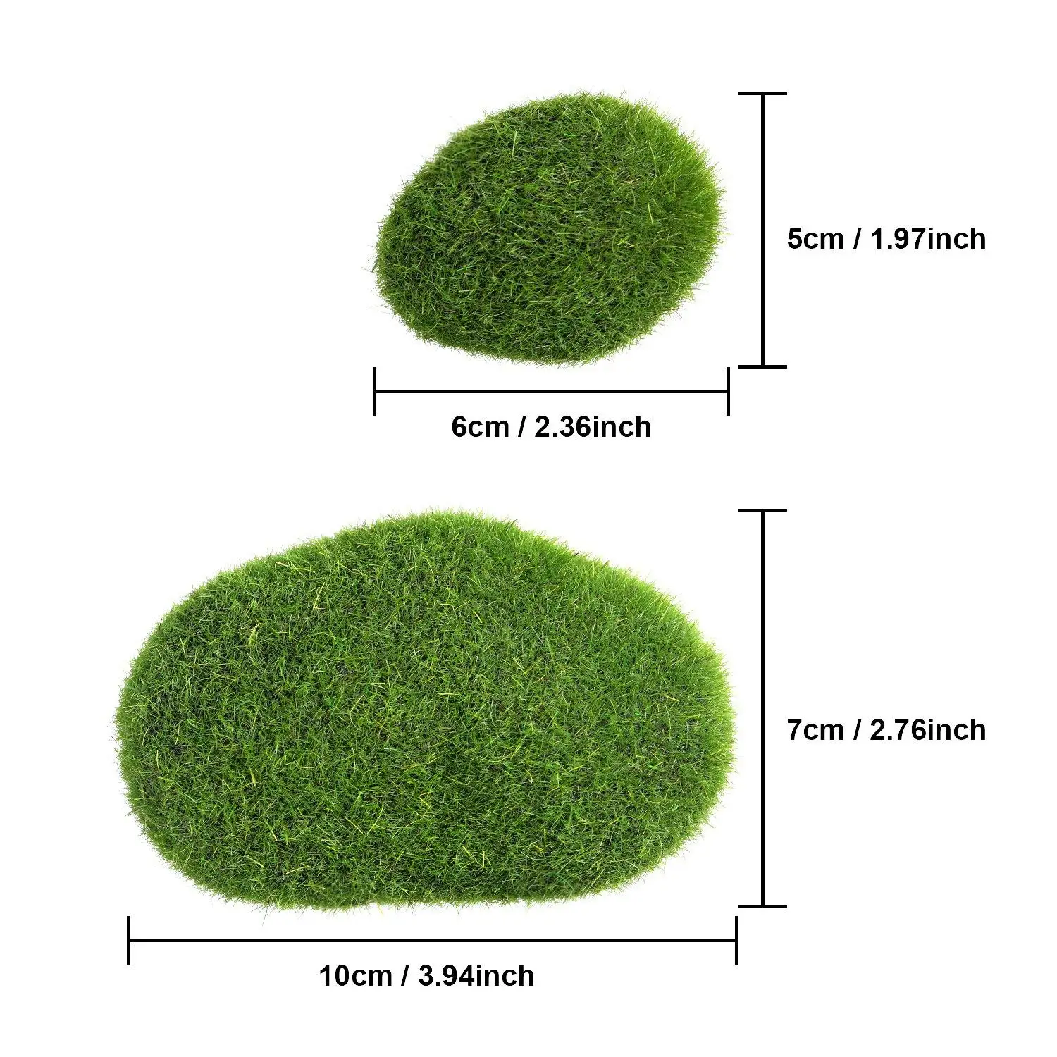 Promotion! 20 Pieces 2 Sizes Green Artificial Moss Rocks Decorative Faux Green Moss Covered Stones