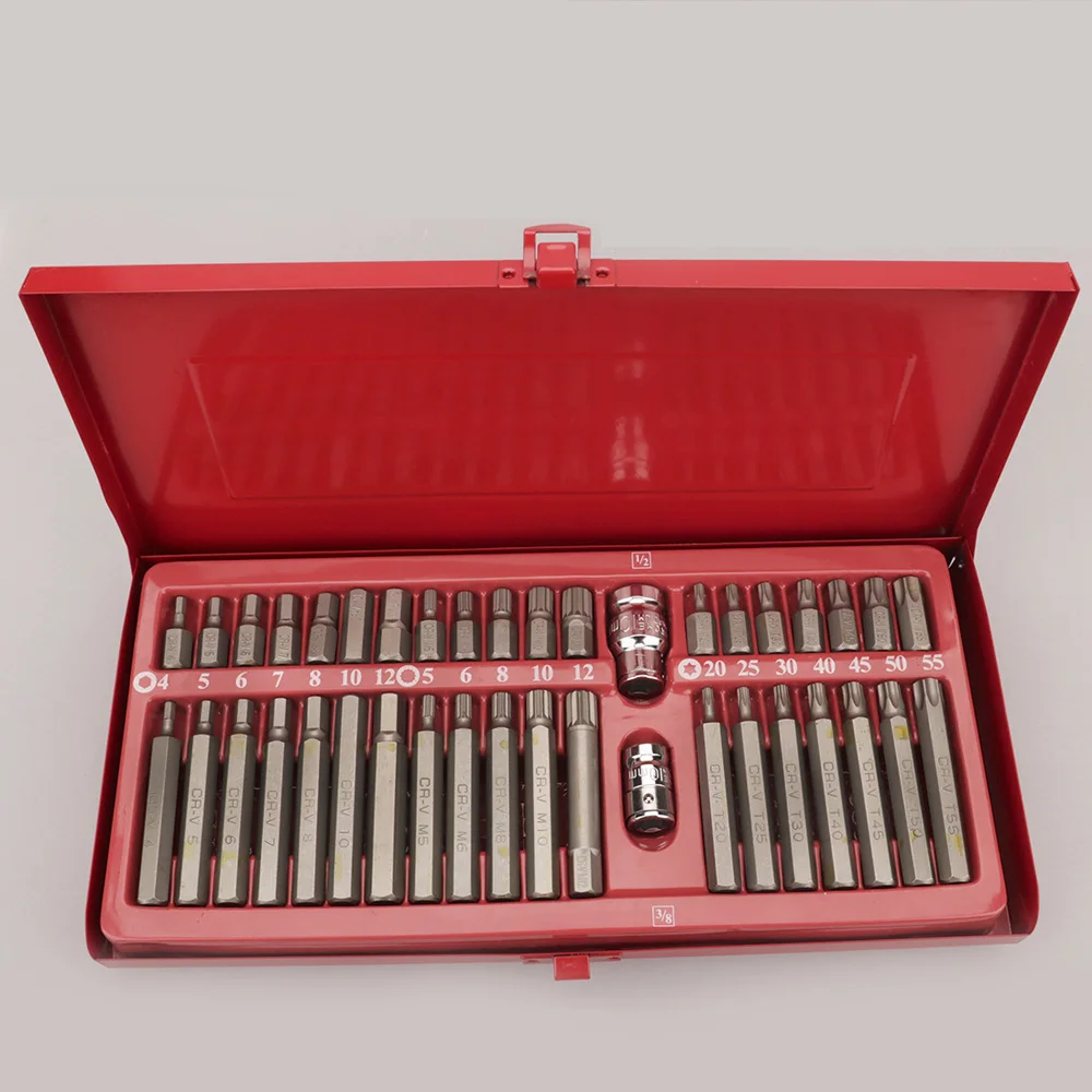 

40x 1/2 3/8 Torx Security Bit Set Tamper Proof With Case Screwdrivers Bits Hot