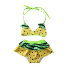 Милая одежда для малышей для девочек цветочный купальный костюм купальник с изображением фруктов бюстгальтер утягивающий, бикини набор Высокая Талия ванный комплект для детей ясельного возраста с низким вырезом на спине, бикини
