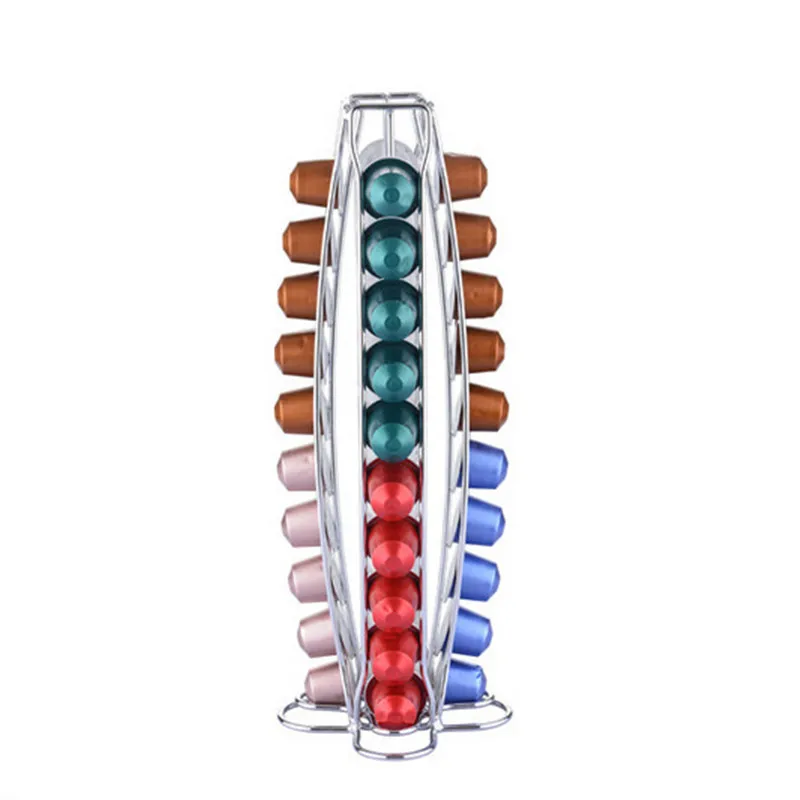 40 pcs Nespresso Capsules Dispenser Coffee Pod Holders Storage Racks Organization Stainless Steel Shelves Standing