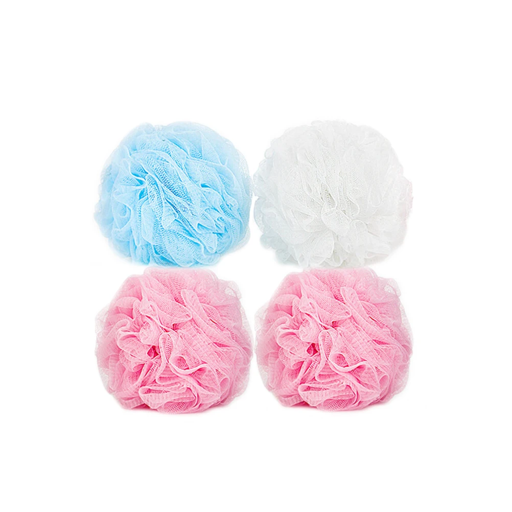 

4Pcs Soft Exfoliate Shower Bath Mesh Pouf Sponge Loofahs for Spa Cleansing Relax Bathroom (Assorted Colours)