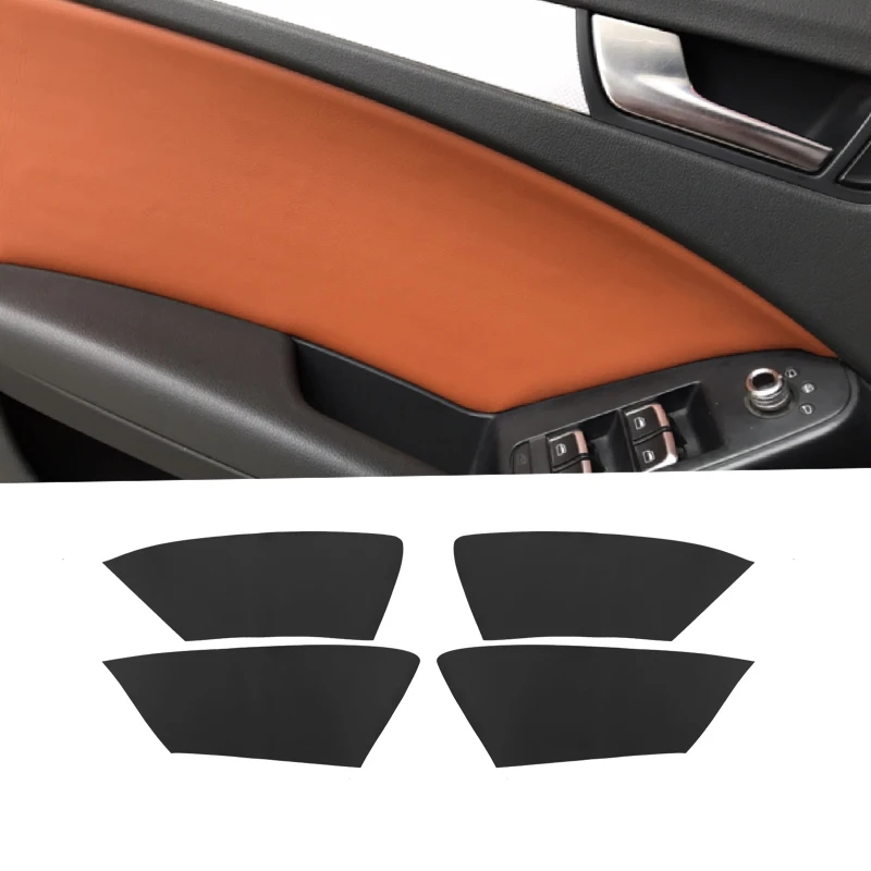 

For Audi A4 2009 2010 2011 2012 2013 2014 2015 2016 4pcs Microfiber Leather Interior Door Panel Cover Sticker Trim