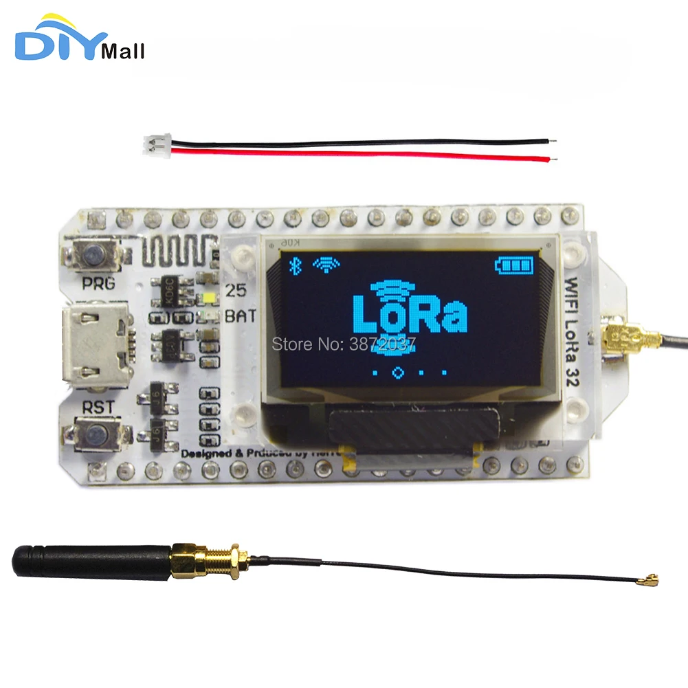 

DIYmall 0.96" OLED Display ESP32 WIFI Bluetooth Lora Development Board Transceiver SX1276 868/915MHz IOT for Arduino Smart Home