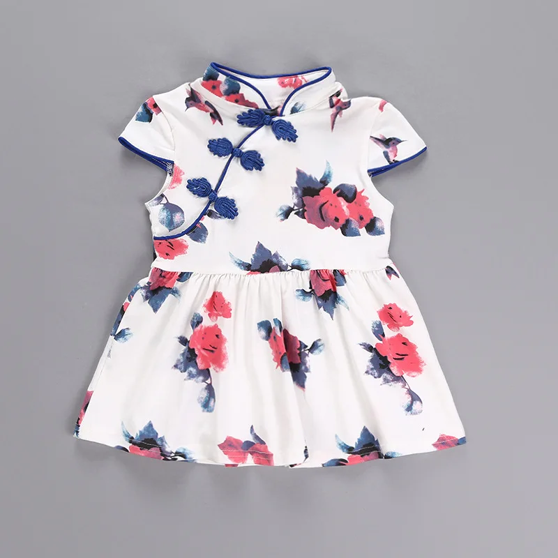 

Girls Dresses Toddler Girl Dress Chinese Style Cheongsam 0-1-2-3years Old Baby Girl Summer Clothes 2018 Cotton Short Seleeve